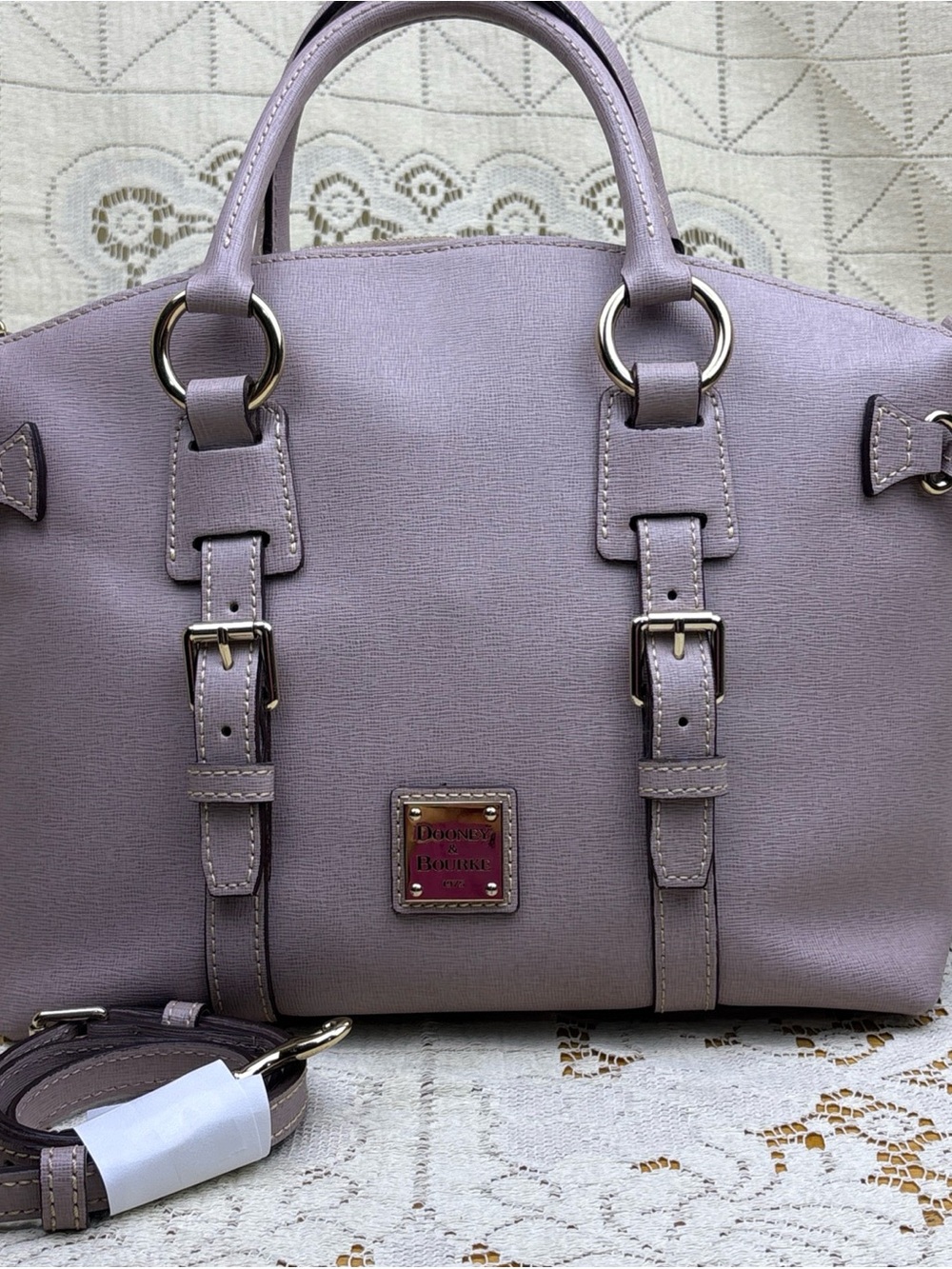 Dooney & Bourke Lavender/Taupe Saffiano Bristol Satchel Bag